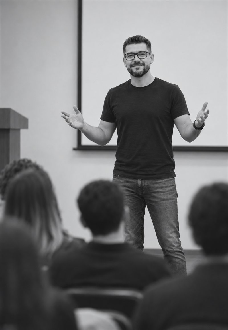 Francisco Meller facilitando una sesión grupal de liderazgo